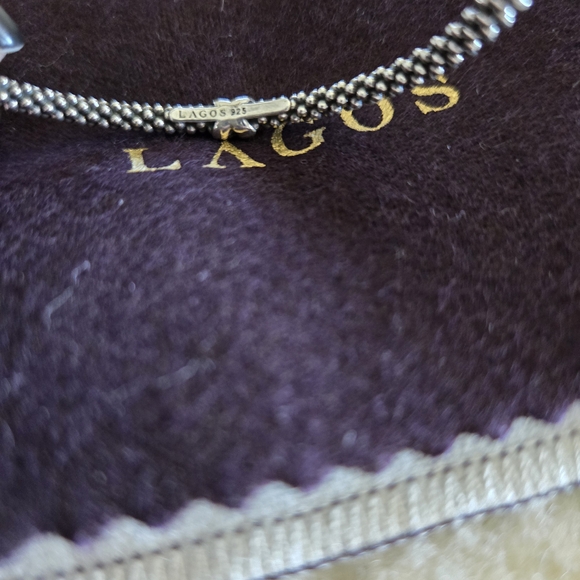 Lagos (XL) Caviar X Hoops Rare 2.5" Size Silver Beaded w/14kt Gold Posts - Picture 5 of 6